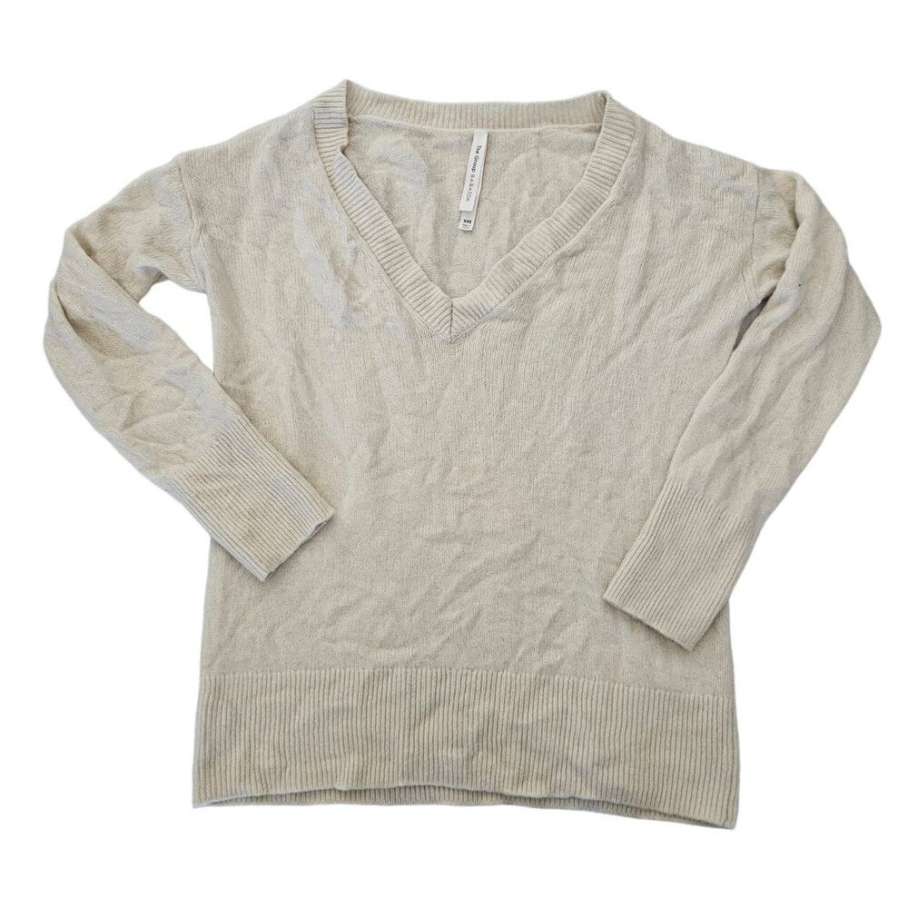 The Group by Babaton Cream Cashmere V-Neck Sweater Womens XXS Knit Top